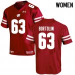 Women's Wisconsin Badgers NCAA #63 Tanor Bortolini Red Authentic Under Armour Stitched College Football Jersey DN31Y37LA